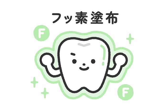 フッ素塗布で歯を強化するイメージイラスト
